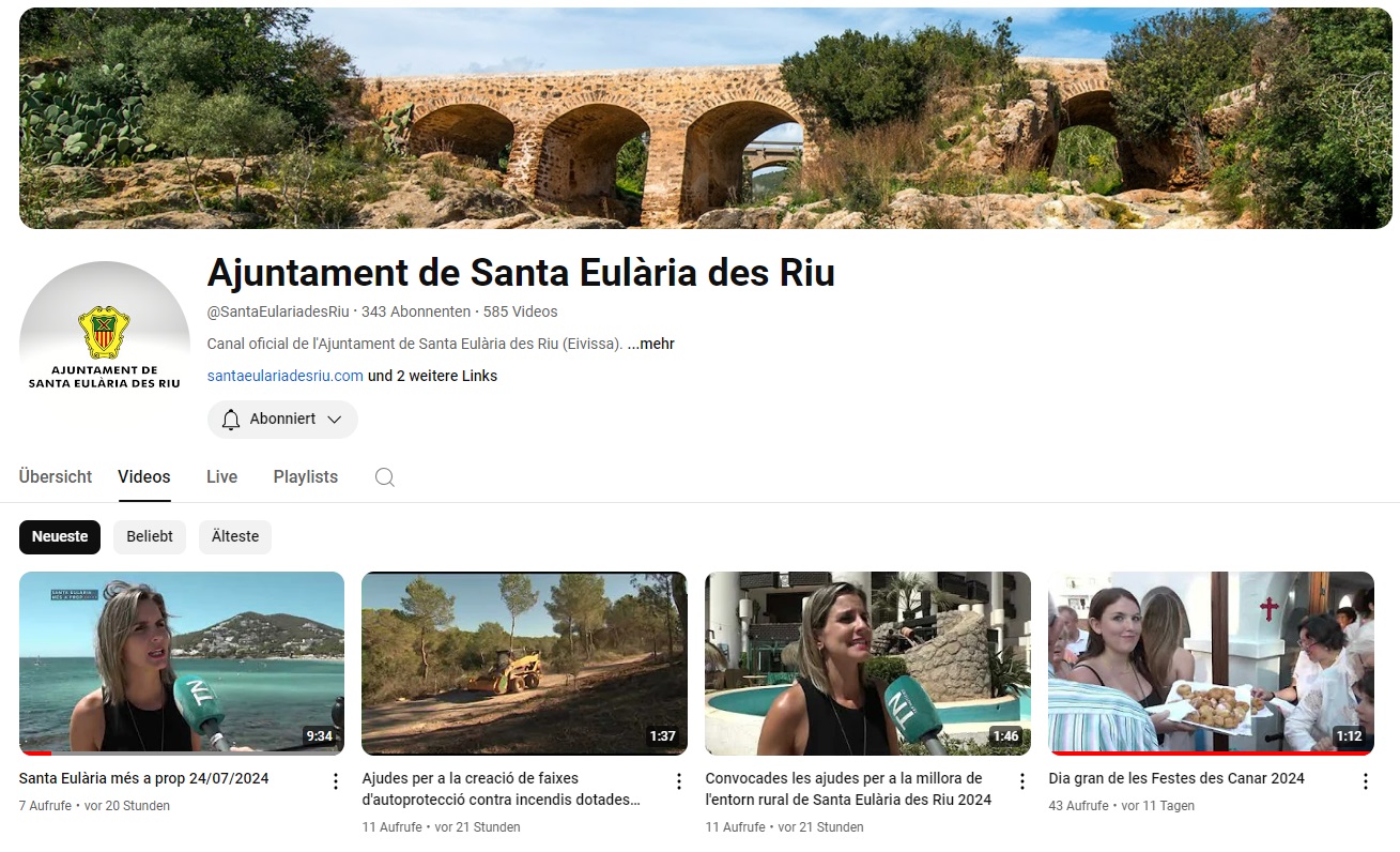 Das Rathaus von Santa Eularia auf YouTube